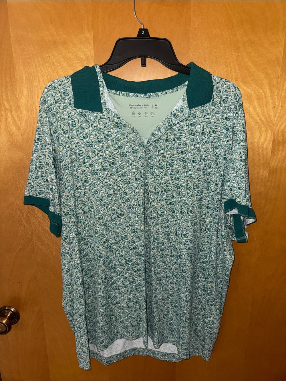 Abercrombie & Fitch Green Teal Floral Button-Down Polo